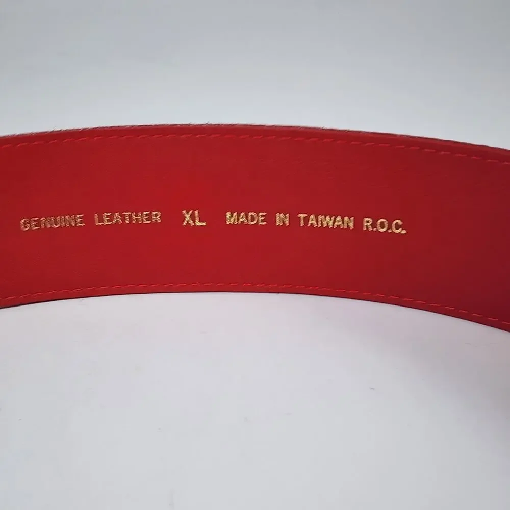 Vintage Red Leather Wide Belt Collectif Women's Size X Large
